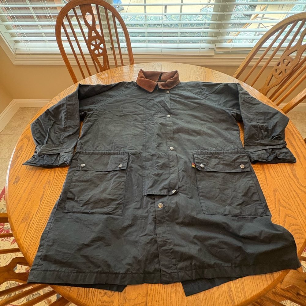 Kakadu Traders Australia Waxed Cotton Leather Collar Drover Coat Men’s Sz XL
